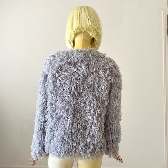 Zara Basic Grey/ Silver Feather Shimmery Open Sweater SZ S - Picture 5 of 6